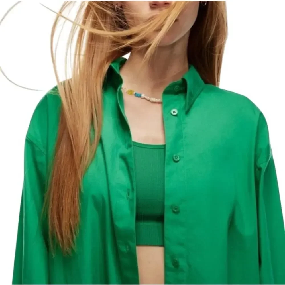Aritzia Sun-deh Nature Green Cotton Future Button Down Top